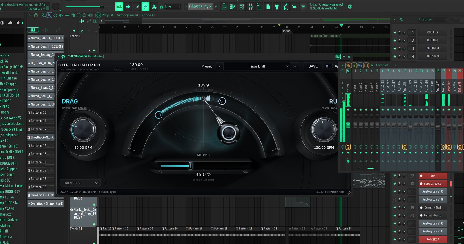 CHRONOMORPH running as a VST3 insert in a DAW session